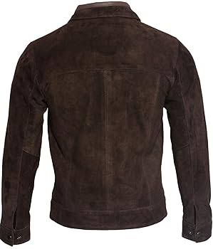 Men's Retro Brown 100% Goat Suede Leather rHarington Biker